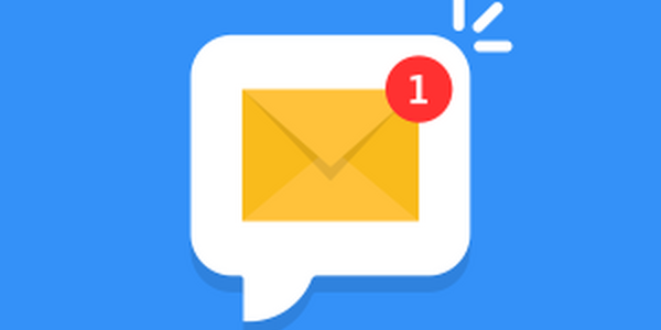 New email alert icon on blue background